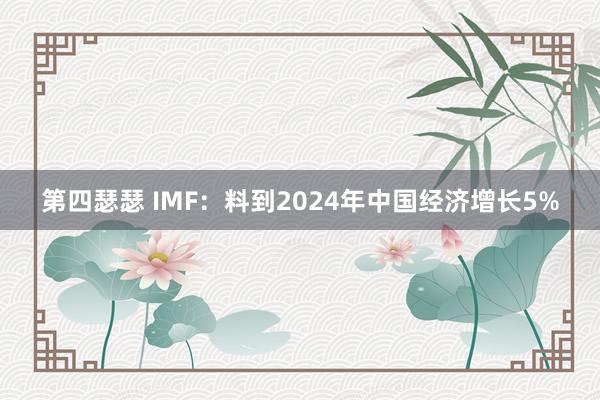 第四瑟瑟 IMF：料到2024年中国经济增长5%