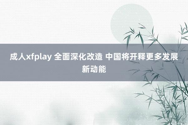 成人xfplay 全面深化改造 中国将开释更多发展新动能