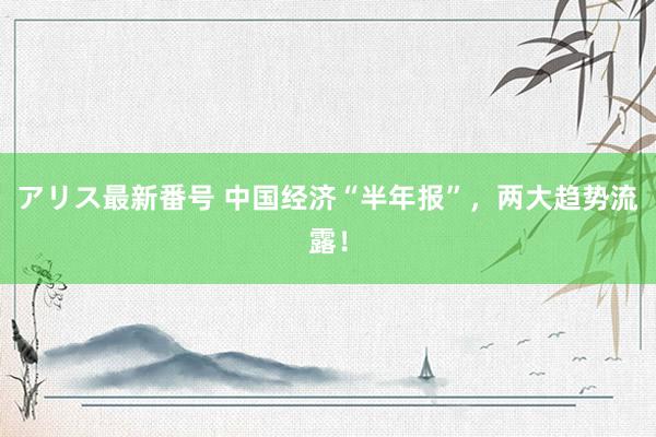 アリス最新番号 中国经济“半年报”，两大趋势流露！