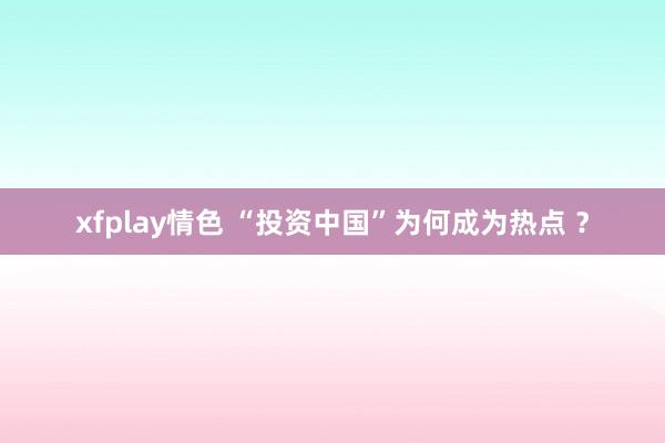 xfplay情色 “投资中国”为何成为热点 ？