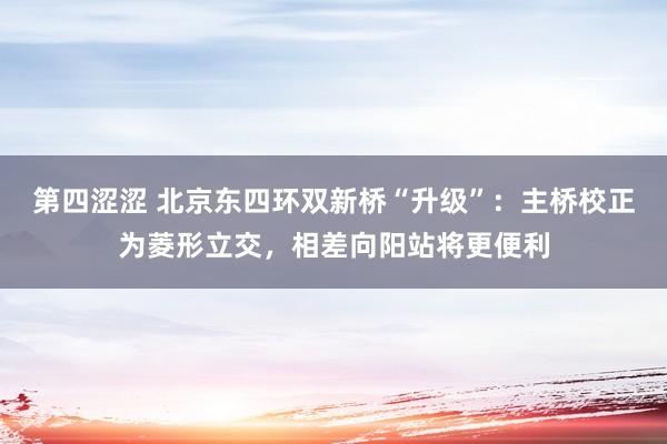 第四涩涩 北京东四环双新桥“升级”：主桥校正为菱形立交，相差向阳站将更便利