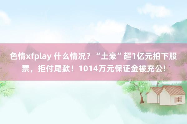 色情xfplay 什么情况？“土豪”超1亿元拍下股票，拒付尾款！1014万元保证金被充公!