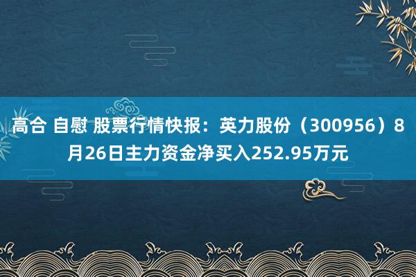 高合 自慰 股票行情快报：英力股份（300956）8月26日主力资金净买入252.95万元