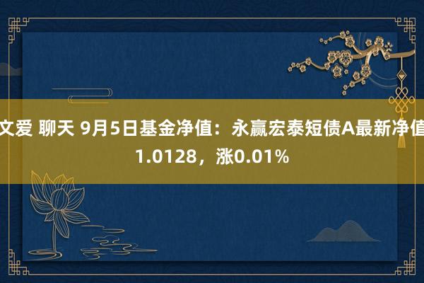 文爱 聊天 9月5日基金净值：永赢宏泰短债A最新净值1.0128，涨0.01%