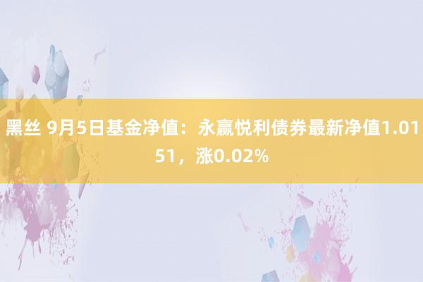 黑丝 9月5日基金净值：永赢悦利债券最新净值1.0151，涨0.02%