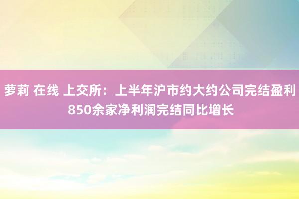 萝莉 在线 上交所：上半年沪市约大约公司完结盈利 850余家净利润完结同比增长