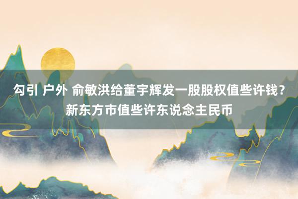 勾引 户外 俞敏洪给董宇辉发一股股权值些许钱？新东方市值些许东说念主民币